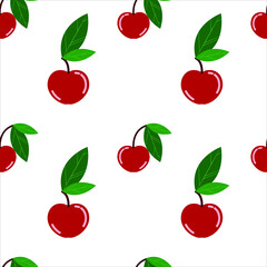Seamless pattern with cherry and leaves