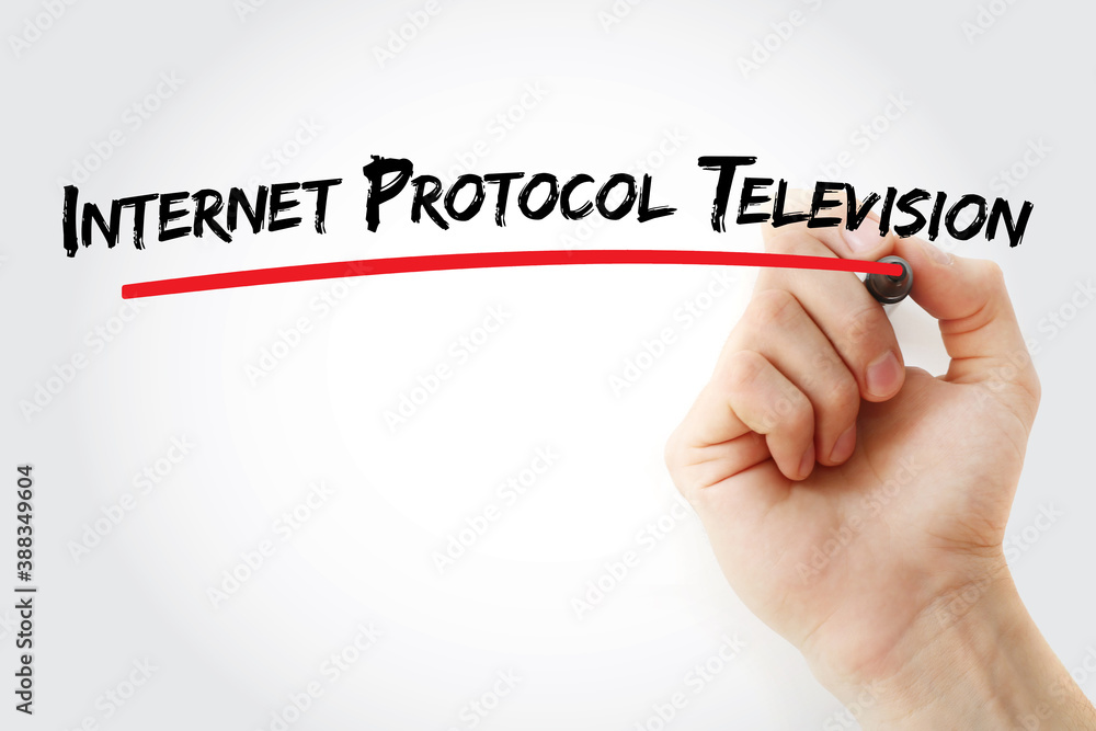 Poster internet protocol television text with marker, concept background