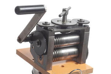 Fototapeta na wymiar Jewelry Rolling Mill Manual Operation Tablet Machine Jewelry Tool