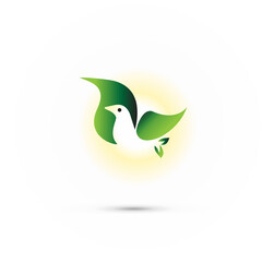 Logo bird leaf shape flying