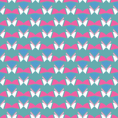 Vector seamless pattern texture background with geometric shapes, colored in blue, pink, white colors.