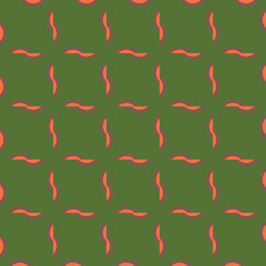 Vector seamless pattern texture background with geometric shapes, colored in green, orange, brown colors.