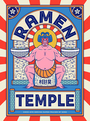 Sumo Noodles Ramen Temple vector design for any use