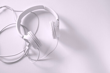 folded headphones in black and white style