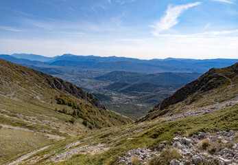 Fototapeta na wymiar Monte Velino (Italy) - The beautiful landscape summit of Mount Velino, one of the highest peaks of the Apennines with its 2487 meters. In the Sirente-Velino natural park, Abruzzo region.