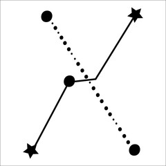 Constellation themed letter X. Dots and star line art. Vector illustration.