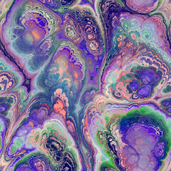 Seamless fractal marble vibrant ornate jpg pattern. High quality illustration. Intense and mysterious energetic seamless surface design. Detailed and vivid glowing marbled pattern.