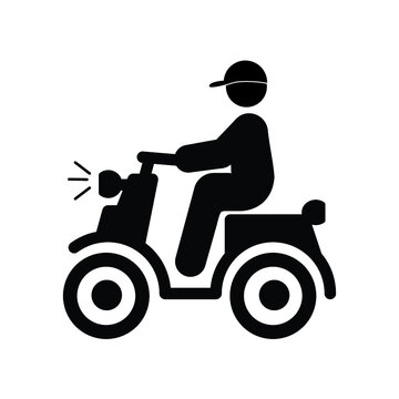 A man is riding a scooter. Delivery icon