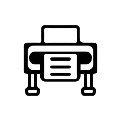Printer icon vector symbol, line outline style ink-jet or laser-jet black and white pictogram isolated on white, copier machine or laser jet with paper printed