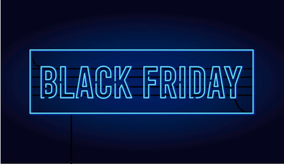 black friday sale banner with neon light lettering