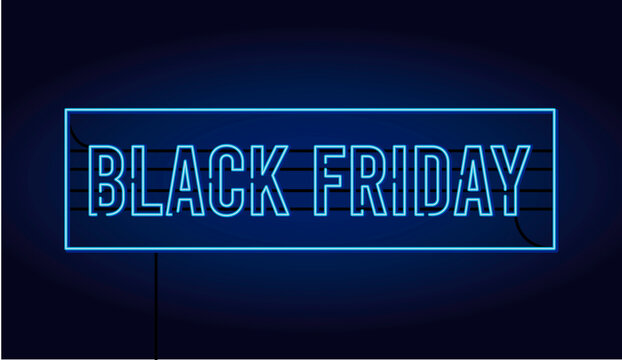 black friday sale banner with neon light lettering