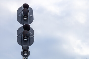 Traffic light to regulate railway traffic.