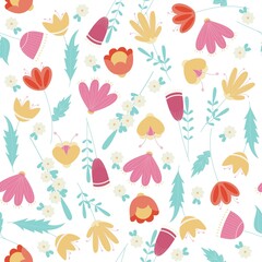 Seamless vector pattern with floral elements.