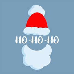 Christmas card with santa hat. Vector holiday design banner.