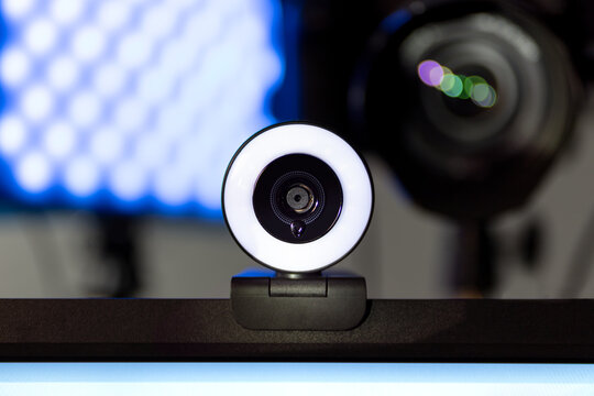 Webcam setup in home office for online conferences
