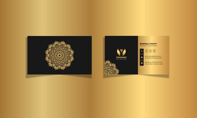 Luxury Mandala Golden & Black Corporate Business Card