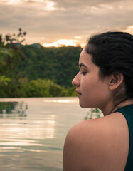 person watching sunset