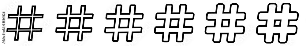 Poster hash icon set | hash tag vector illustration logo | hash isolated collection