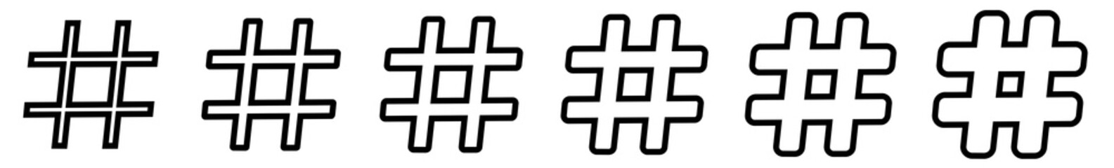 Obraz premium Hash Icon Set | Hash Tag Vector Illustration Logo | Hash Isolated Collection