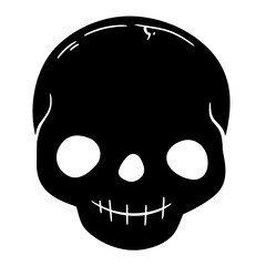 simple black stylized human skull