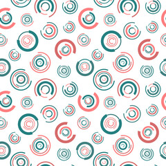 Circles, seamless pattern. Design for cover, fabric, wrapping paper, background, wallpaper. Vector