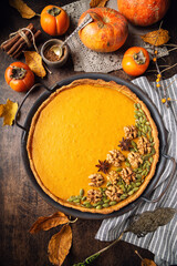 Fresh homemade pumpkin pie for Thanksgiving