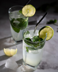 Mojito cocktail with mint and lime