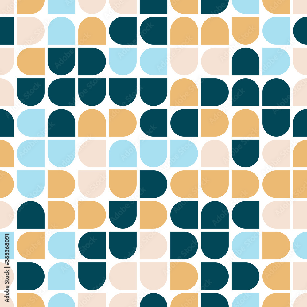 Poster vector seamless pattern with basic geometric shapes. abstract multicolor mosaic template