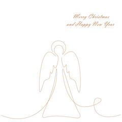 Christmas card with angel. Vector illustration