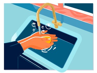 Washing hands rubbing with soap woman for corona virus prevention