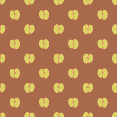 Fototapeta na wymiar Vector green apple dot on brown background seamless pattern