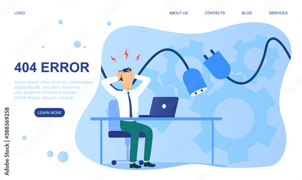 Poster design template for web page, website or landing page with 404 error. can use for web banner, infogr