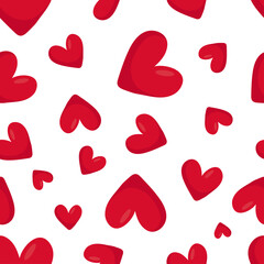 Red hearts seamless pattern for textile and paper design. Vector illustration.