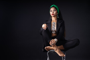 beautiful elegant sexy female model with luxury accessories