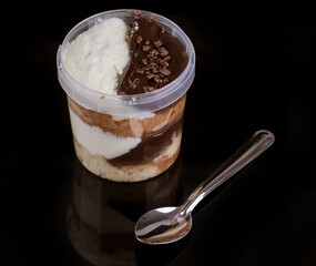 Cake in the pot with brigadier and powder milk and chocolate. Delicious