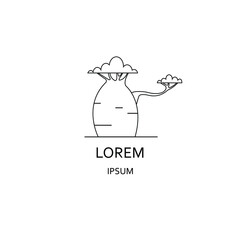 A line logo with baobab tree. Nature business card template. African flora.