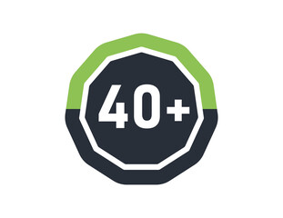 40 plus isolated on white background. Number of 40 plus 