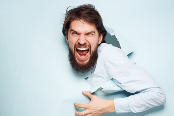 A man breaks through a wall of emotion at a job office official
