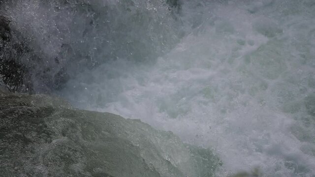 Slow motion of an Atlantic salmon trying to reach the spawning grounds on its migration to reproduce
