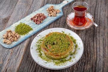Katmer dessert traditional turkish dessert. Turkish name; Gul Katmeri..
