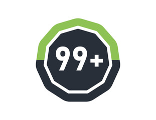 99 plus isolated on white background. Number of 99 plus 