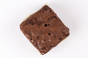 Chocolate brownie with delicious dulce de letche filling. Closeup photography.