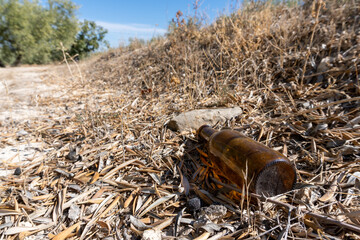 Glass Bottle Thrown in the Floor