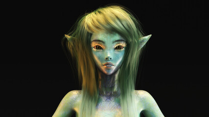 3D Illustration of a female fantasy face