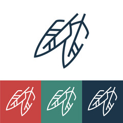 Linear vector icon with feathers