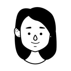 young woman female head character line style icon