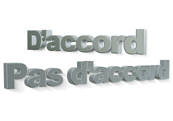 d'accord pas d'accord 3D alu