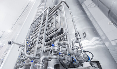 Beer factory industry. Equipment steel tanks for fermentation and maturation