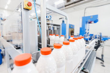 Machine for bottling milk, industry equipment dairy plant