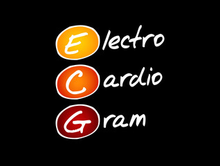 ECG - electrocardiogram acronym, medical concept background